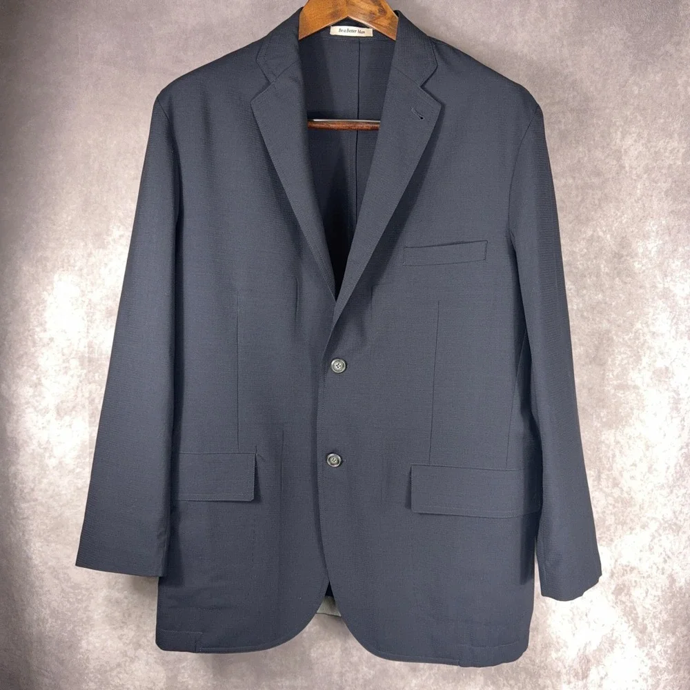 Richard Choi The Light Jacket Wool Coolmax Blend Blazer 54L Navy Blue Suit Coat